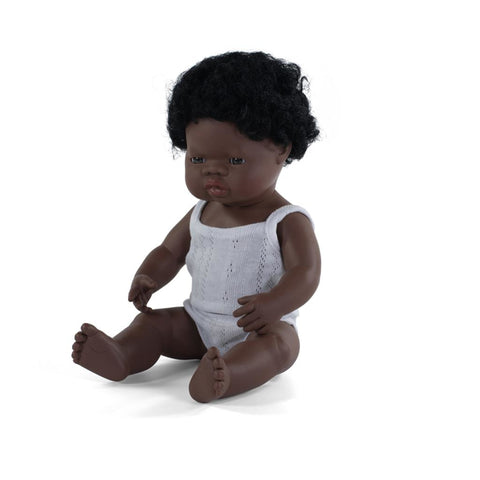 Miniland pop afrikaans zwart haar jongen